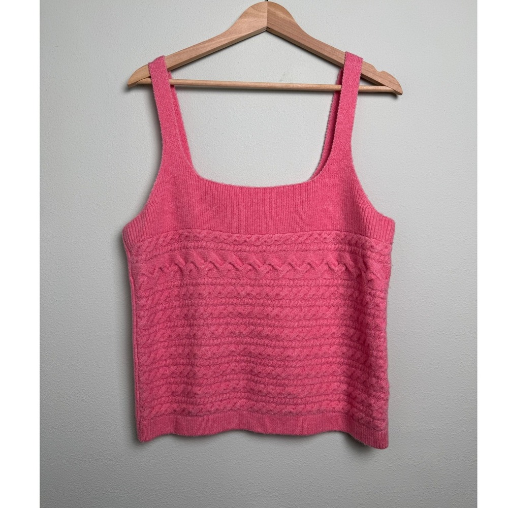 J.Crew Cable Knit Sweater Tank Top Wool Alpaca Blend BV356 Pink XXL